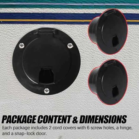 1 ensemble. Couleur : Noir. Matériau : Plastique. Accessoires pour camping-cars, cache-câbles rond, passe-câbles, accessoires pour yachts.
