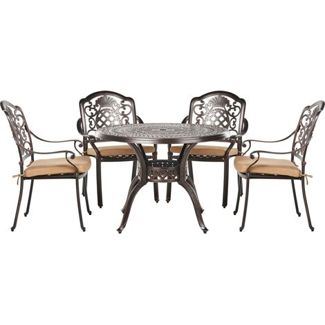 Gartenmöbel Set 4-Sitzer SALENTO inkl. Kissen Metall Dunkelbraun