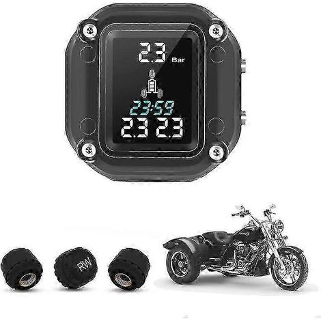 Système d'alarme de surveillance de la pression et de la température des pneus pour trikes, avec 3 capteurs externes, motos et véhicules à trois roues (FRR) (1/5)