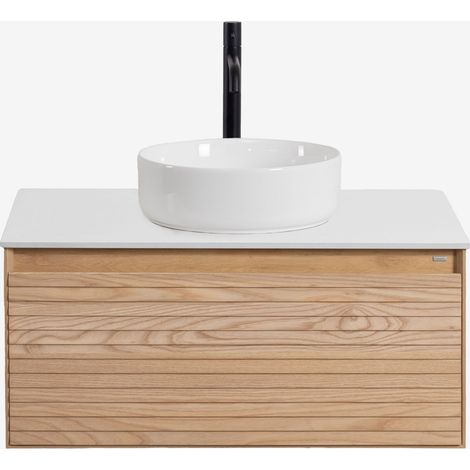 Ensemble de meuble de salle de bain suspendu 80x50 cm en bois de frêne Tedrik SKLUM (1/5)