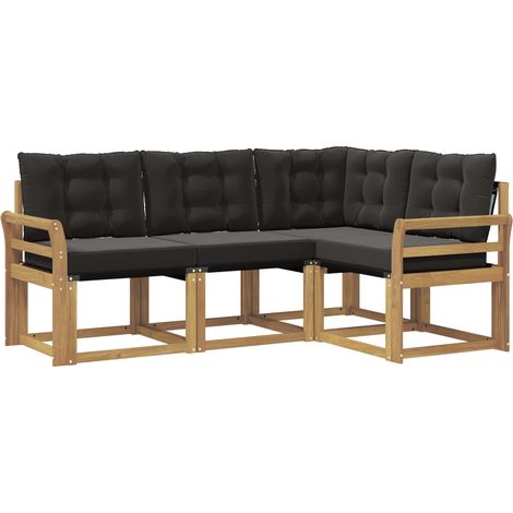 Set di divani da esterno con cuscino 4 pz  Salotto da Giardino Bianco e Nero (1/5)