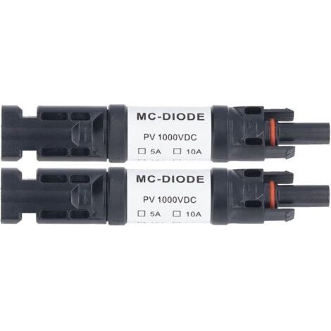 MC‑D Lot de 2 Pièces de Connecteur PV Solaire 1000 V Diode Anti-retour Intégrée IP68 étanche pour Connexion Panneau Solaire(20A) (1/4)