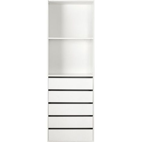 Armadio "Opéra" con 5 cassetti e 2 ripiani - 60 x 45 x 180 cm - Bianco