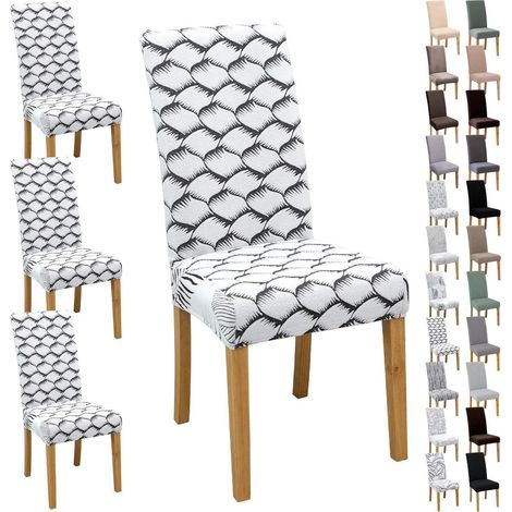 Stuhlbezüge 4/6 Stück, Jacquard, weich & dehnbar, für Esszimmer, Küche, Büro (1/5)