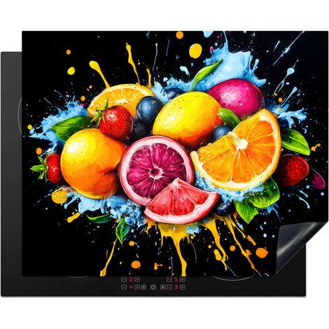 PROTECTION PLAQUE INDUCTION Fruit - Graffiti - coloré - orange - fraise - abstrait Cuisine Accessoire 65x52 cm (1/5)