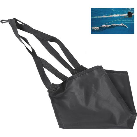 Ceinture de résistance de harnais de musculation de natation avec poche en maille noir (1/5)