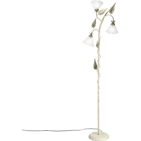 "Piantana ISOTTA in metallo avorio e tre diffusori in vetro bianco 172 cm."