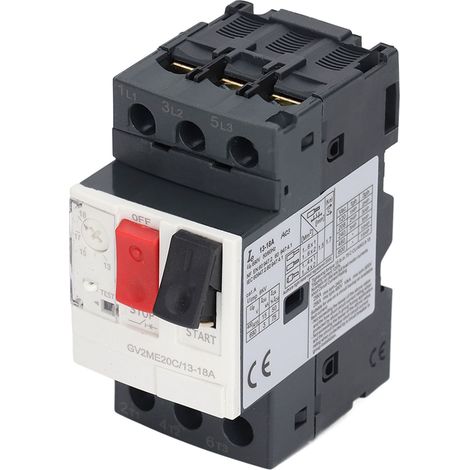 Disjoncteur moteur triphasé avec protection contre les surcharges et bouton de démarrage manuel, 690 V CA, GV2-ME20C, 13-18 A