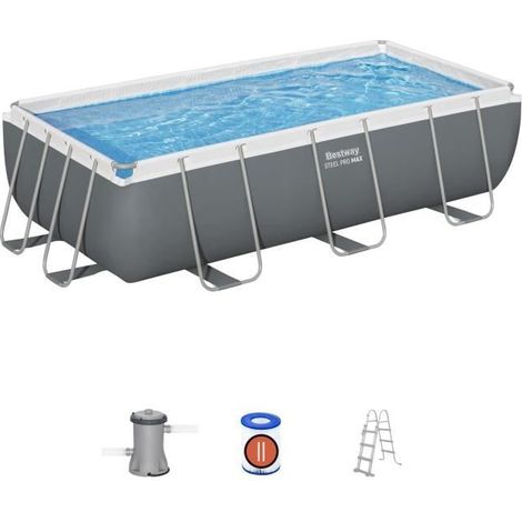 Bestway Piscine hors sol tubulaire rectangulaire Bestway Steel Pro Max 404 x 201 x 100 cm gris (1/5)