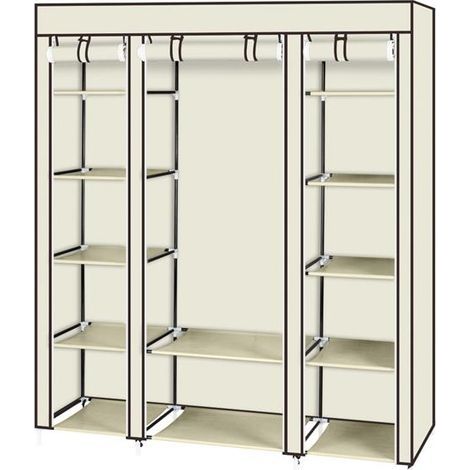 5-lagiger Kleiderschrank aus Vliesstoff mit 12 Fächern, Farbe: Beige, Artikelnummer: 15045175 (1/5)