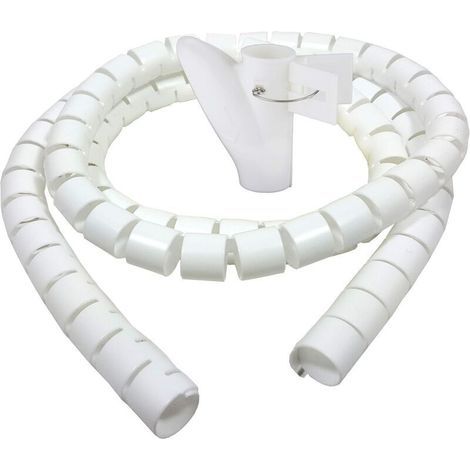 Goulotte de câbles de bureau 3 m, gaine de protection de câbles, tube d'enroulement de stockage, gaine spiralée flexible, convient pour câble de 22 mm - blanc (1/5)