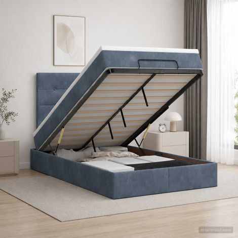 Cama otomana con colchón Gris oscuro 120 x 200 cm Terciopelo (1/5)