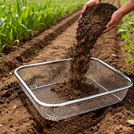 1 Tamis à terre de jardin en acier inoxydable — Idéal pour tamiser la terre et filtrer les substrats pour succulentes et aquariums. (1/5)