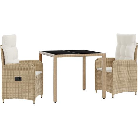 Juego de comedor para exteriores 3 pcs Beige y blanco crema vidaXL (1/5)