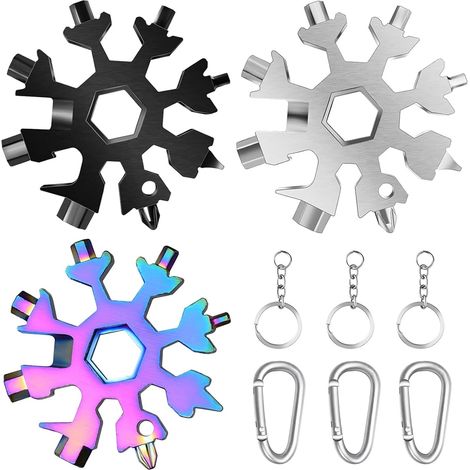 3 Pièces Outil Multifonction Flocon De Neige 18 en 1 Cadeau Noel Homme Flocon Outil Multifonction Portatif Petit Cadeaux de Noël (1/5)