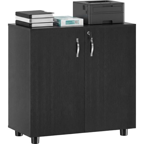 Mobiler Schreibtisch mit Schubladen, Schloss, 2 Türen und Einlegeboden, 80 x 40 x 80 cm, schwarz