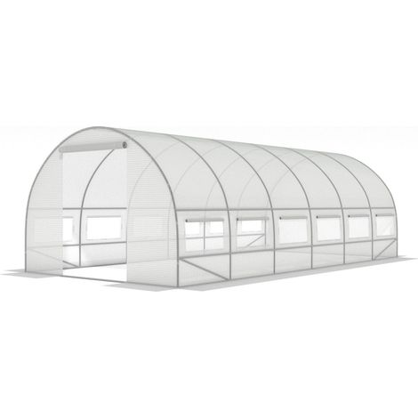 Invernadero de túnel de aluminio con ventanas 600 x 300 x 200 cm Blanco (1/5)