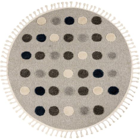 Tapis rond gris à pois effet 3d cut loop - 170 x 120 cm (1/5)