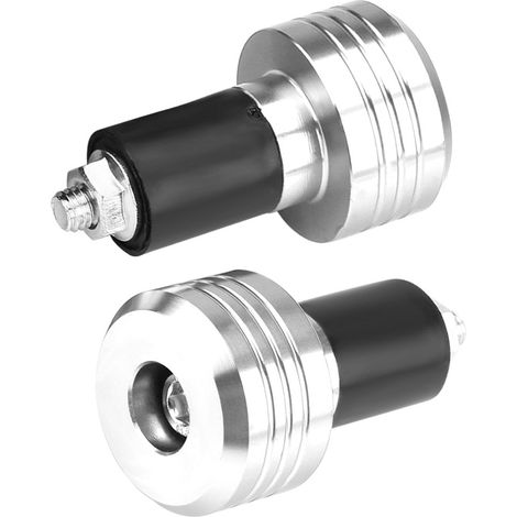 Paire de bouchons contrepoids de poignées de guidon moto universels en aluminium 22 mm argenté (1/5)
