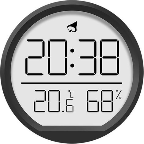Digitaluhr mit Temperatur- und Feuchtigkeitsanzeige, magnetische Wandmontage, schwarz (1/5)
