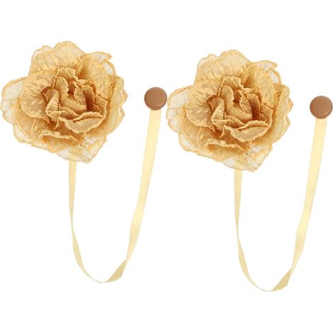Sujetadores magnéticos para cortinas, 2 unidades, sujetadores decorativos únicos hechos a mano con forma de flor. (1/4)