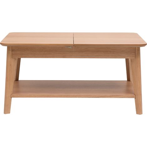 Rechteckiger ausziehbarer Couchtisch aus hellem Holz L90-120 cm VILI (1/5)