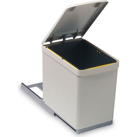 Poubelle coulissante 1 seau 16 L – Hauteur 360 mm – Largeur 230 mm – Matériau PP – Pour caisson 300 mm – Système d'ouverture automatique – Gollinucci
