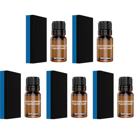 Pack de 5 agents d'entretien plastique auto 10ml, traitement longue durée, vernis cristal pour pièces intérieures véhicule avec éponge (1/5)