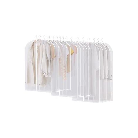 Lot de 2 housses de protection pour vêtements, anti-poussière, lavables, avec fermeture éclair et penderie (60 x 100 + 60 x 120) (1/5)