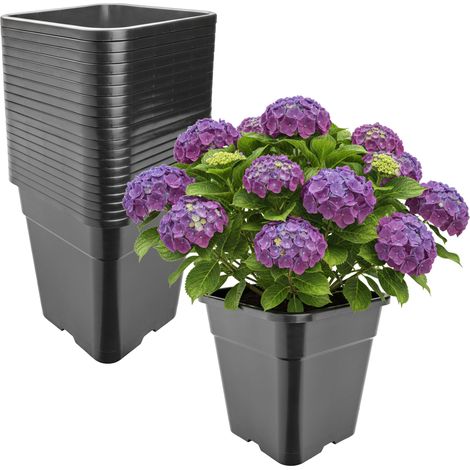 Garronda Pot de Fleur Carré Haut Plastique 30,5 × H 31 cm (18L) - x20 Godets Semis Pot Culture Profond Drainage Résistants Intempéries pour Plantes Pépinière Jardin Serre Intérieur Extérieur GD-0201