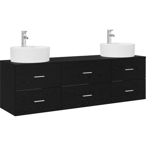 Bathroom Cabinet Set 3 pcs Black 62.5 x 44.5 x 50 cm vidaXL (1/5)