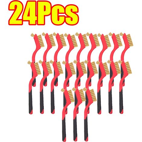 (C-24 pièces (8 ensembles)) Brosse de nettoyage en laiton, métal laiton/acier inoxydable/nylon, adaptée aux hottes à gaz, dégraisse et élimine les taches, outil de nettoyage des plaques de cuisson (1/4)