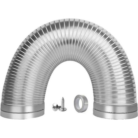 Gaine de ventilation flexible de 150 mm de diamètre — Adaptée aux hottes de cuisine, climatiseurs, hottes d'extraction et sèche-linge — Tuyau d'évacuation semi-rigide de 1,5 mètre — Aluminium