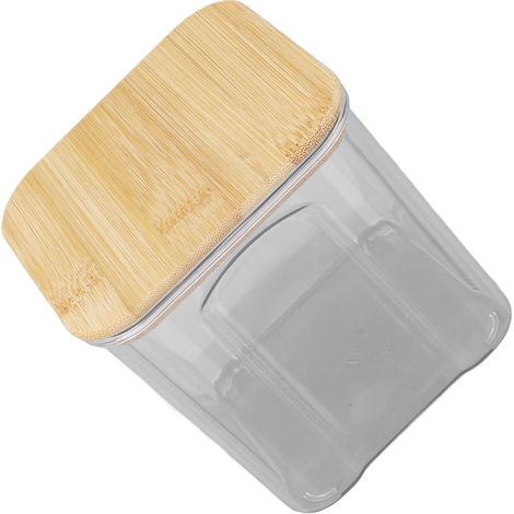 Boîte de conservation hermétique transparente avec couvercle en bambou pour nouilles, farine, céréales, riz, thé, café, haricots, 900 ml, 10,7 x 11 cm / 4,2 x 4,3 pouces (1/5)