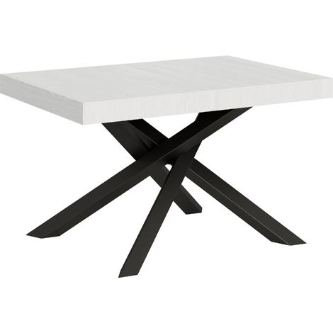 Table extensible pieds entrelacés anthracite Artemis 2 rallonges fines 120 à 224 cm-Blanc-2 rallonges fines-120 à 224 cm (1/5)