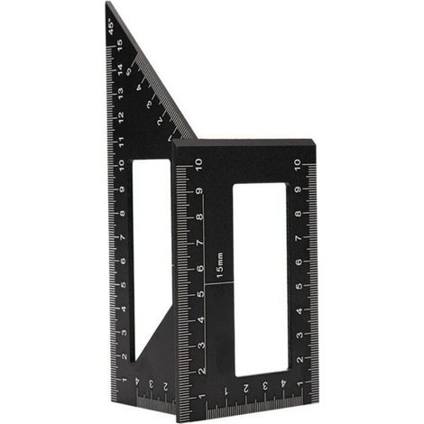 Règle d'angle 45 à 90 degrés Outils Portable Précision Marquage Jauge Carré Bois Accessoires Alliage d'Aluminium Mesure Multifonction Métrique(Noir) (1/4)