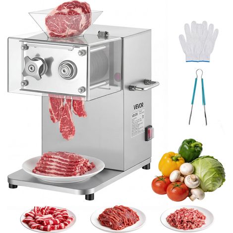 Trancheuse Électrique Professionnelle, Éminceur à Viande avec Lame Tranchante en Acier Inoxydable de 5 mm, pour Viande Fraîche Désossée et Légumes Tendres Cuisine Restaurant Charcuterie, 850 W (1/5)