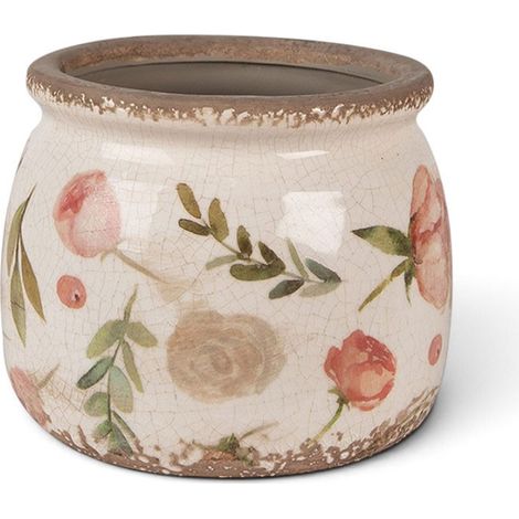 Pot de fleurs intérieur céramique beige rose 13x16x16cm (1/4)