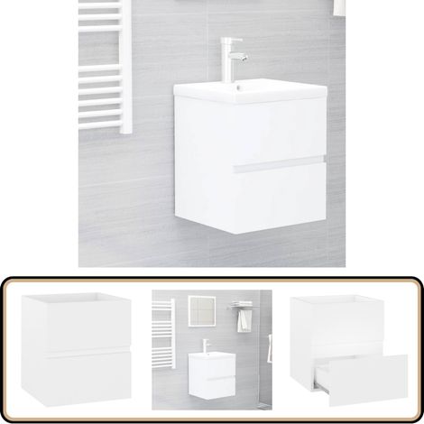 Waschbeckenunterschrank Weiß 41x38,5x45 cm Holzwerkstoff - Waschtischschrank - Badezimmermöbel - Holzwerkstoff - Weißer Schrank - Aufbewahrungsbauernhaus