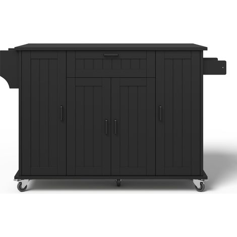 Isla de cocina con encimera plegable de MDF negro 120 x 45/70 x 95 cm (1/5)