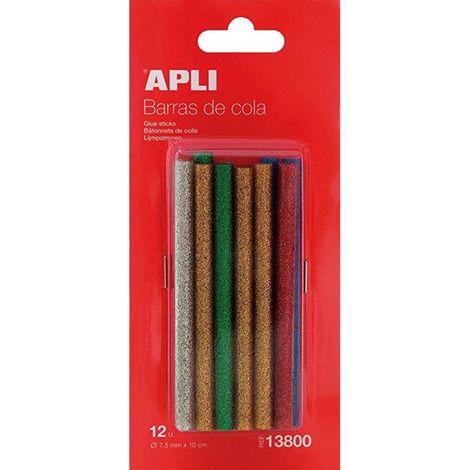 Bâtons de colle - AGIPA - 7,5 mm - 12 couleurs brillantes - 10 cm - Compatible pistolet à colle