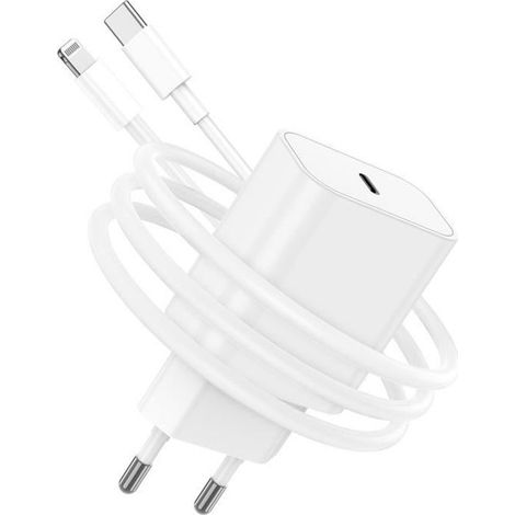 Chargeur Rapide - Apple - 20W - USB C - 2M Câble - Compatible iPhone 14/13/12/SE/iPad Pro (1/4)