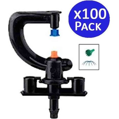 Microaspersor de Riego 360° 12 chorros para Jardin y Huerto Pack 100 Aspersor Pulverizador Aspersores Riego Radio hasta 3 m