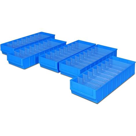 BRB Regalkästen-Set 5-teilig, blau, LxBxH 500x183x81mm inkl. 40 Querteiler (1/3)