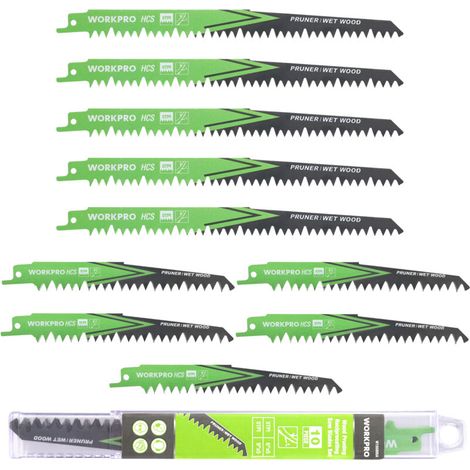 – Lame de scie sabre 10 pièces – Pour bois humide – Coupe rapide 5TPI – Précision de coupe jusqu'à 150mm – Boîte de rangement incluse (1/5)