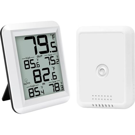 Station météo sans fil avec thermomètre intérieur et extérieur, capteur de température à distance, moniteur de température intérieure et extérieure avec enregistrements min/max (1/5)