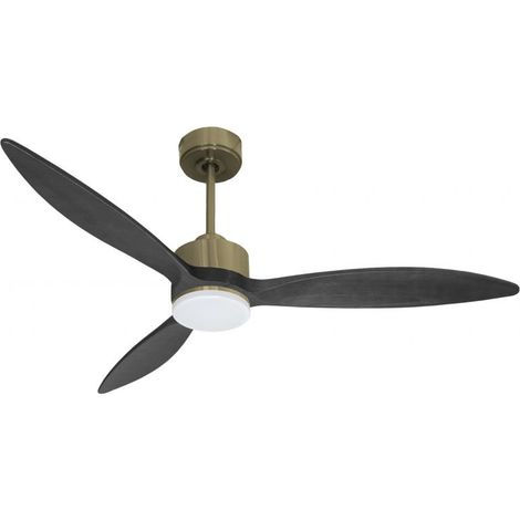 Modulo slim - Super destratificateur et ventilateur DC 132 cm  Laiton pales bois noir avec Lumière 25 à 35 m² (1/5)