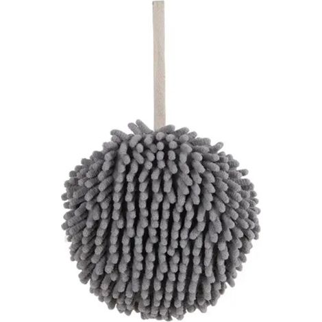 Essuie-mains Cuisine Salle de bains Essuie-mains Boule avec anneau de suspension Serviette en microfibre absorbante douce à séchage rapide Gris