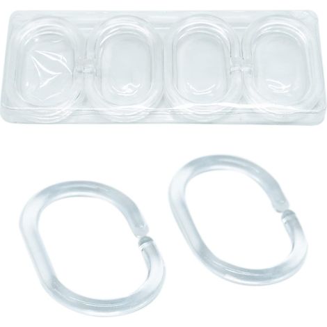 12 - Anneau de Rideau - Crochet de Douche - Plastique Transparent pour Barre de 2 à 4 cm - Salle de Bain - 5,6x3,9cm (1/5)