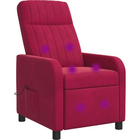 Massage Recliner Wine Red Velvet vidaXL